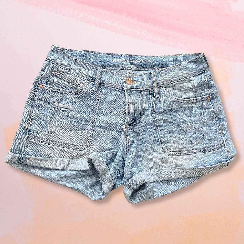 Old Navy Boyfriend Ripped Denim Jean Shorts